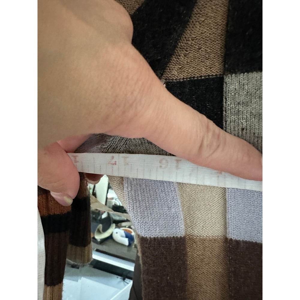 Maeve Anthropologie Kinsley Checkered Ribbed Collared Cropped Cardigan Sweater L - Picture 9 of 10